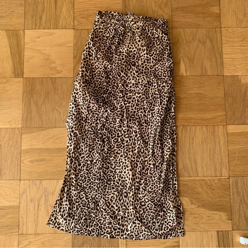 J Crew Beach Small Long Skirt Leopard Animal Print Front Tie Slits - Picture 2 of 8